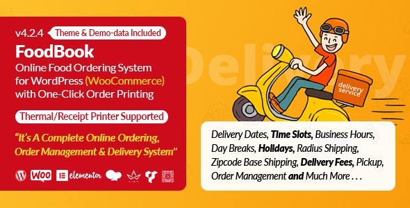 FoodBook v4.2.8 | Online Food Ordering & Delivery System for WordPress with One-Click Order Printing
