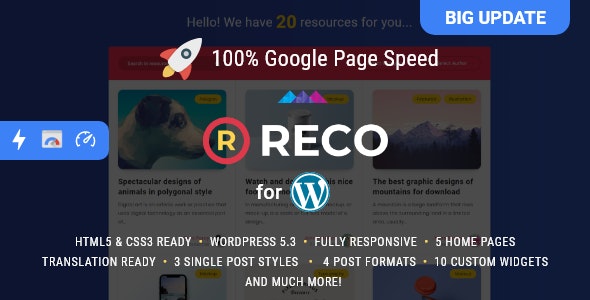 Reco v5.1.0 – Minimal Theme for Freebies