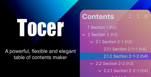 Tocer v4.0.2 – table of contents maker WordPress plugin (formerly Fixed Toc)