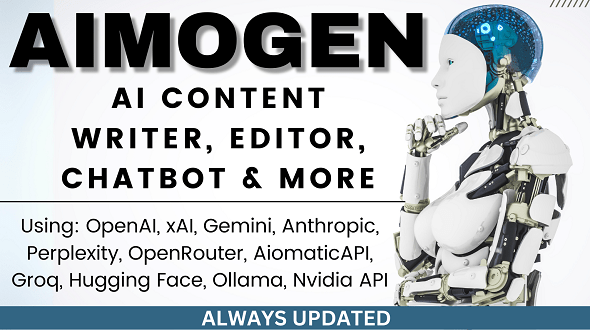 Aimogen Pro v2.6.3.1 (Formerly Aiomatic) – All-in-One AI Content Writer, Editor, ChatBot & Automation Toolkit