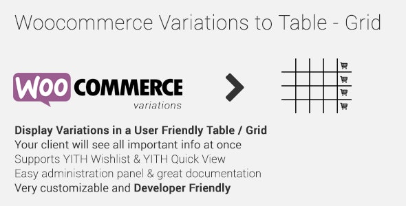 Woocommerce Variations to Table – Grid v1.5.2