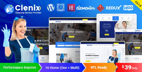 Clenix v2.1.0 – Cleaning Services WordPress Theme