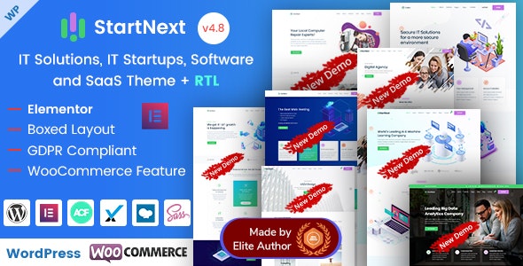 StartNext v4.8 – IT Startup & Technology Services WordPress Theme