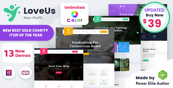 Loveus v3.8 – NonProfit Charity WordPress Theme