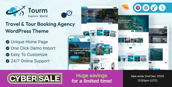 Tourm v2.4.0 – Travel & Tour Booking Agency WordPress Theme