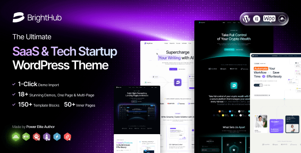 BrightHub v1.0.4 – SaaS & Tech Startup WordPress Theme
