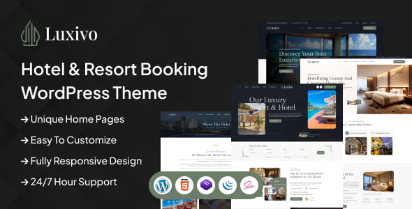 Luxivo v1.0 – Hotel & Resort Booking WordPress Theme
