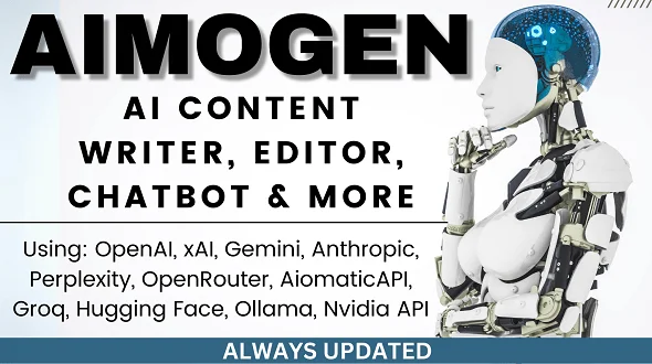 Aimogen Pro v2.6.3.1 (Formerly Aiomatic) – All-in-One AI Content Writer, Editor, ChatBot & Automation Toolkit