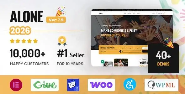 Alone v7.9.1 – Charity Multipurpose Non-profit WordPress Theme