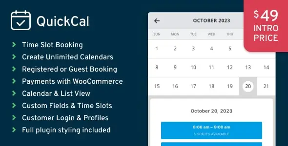 QuickCal v1.0.18 – Appointment Booking Calendar for WordPress